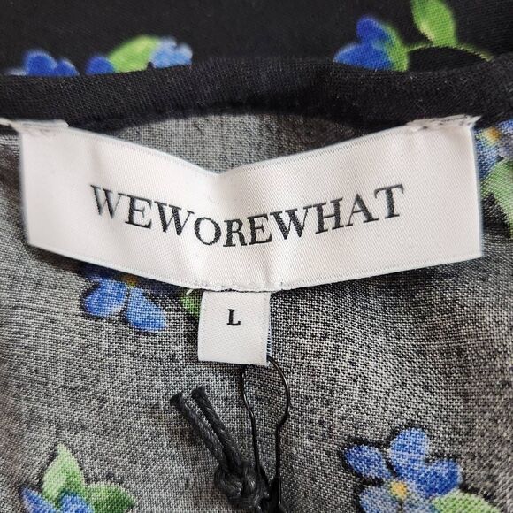 WeWoreWhat Black Floral Cropped Blouse NWT Size Large Boho Floral Blouse - Picture 8 of 10